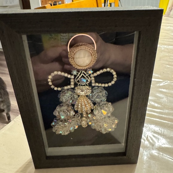 Hand crafted beaded Crystal Angel Wall Art in Black Frame - Picture 2 of 4